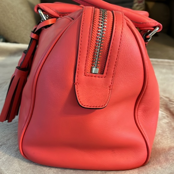 COACH LEGACY HALEY SATCHEL SILVER/BRIGHT CORAL #23574 - Picture 3 of 9